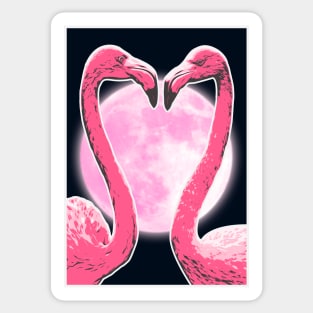 Flamingo Heart Shaped Art Moon Sticker